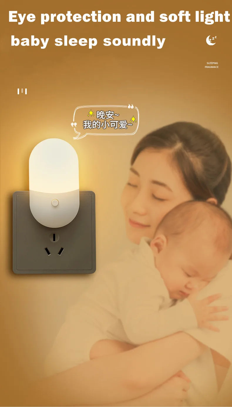 Bedside Lamp Night Light EU US Plug LED Night Light AC220V Bedroom Lamp Gift for Children Cute Night Lamp for Corridor WC