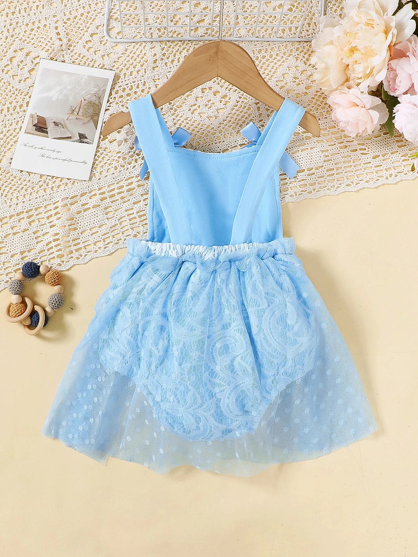 0-24 Months Cute Baby girl Jumpsuit Blue Bow Lace chiffon Fashionable Bodysuit Baby girl Summer Crawling Suit