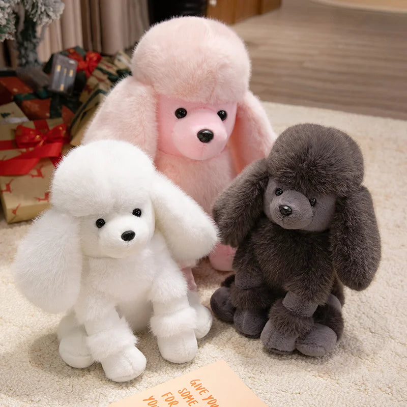 Hot Simulation Color Small Bell Poodle Plush Toys Doll Stuffed Soft Animal Fluffly Curly Hair Dog Lifelike Puppy For Kids Gifts
