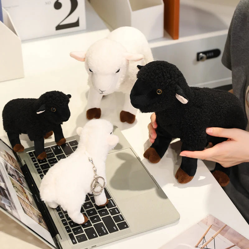 Wholesale Sale Realistic Sheep Plush Toys Soft Stuffed Standing Sheep Doll Pendants Cute Delicate Keychian Pendants Bags Decor