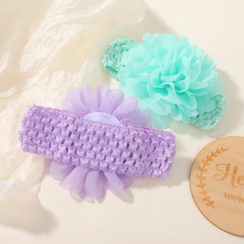9Pcs/set 0-3Y Headbands Chiffon Flower Soft Strecth Hair Band Handmade for Baby Newborns Head Tie Infants Babe Hair Accessories