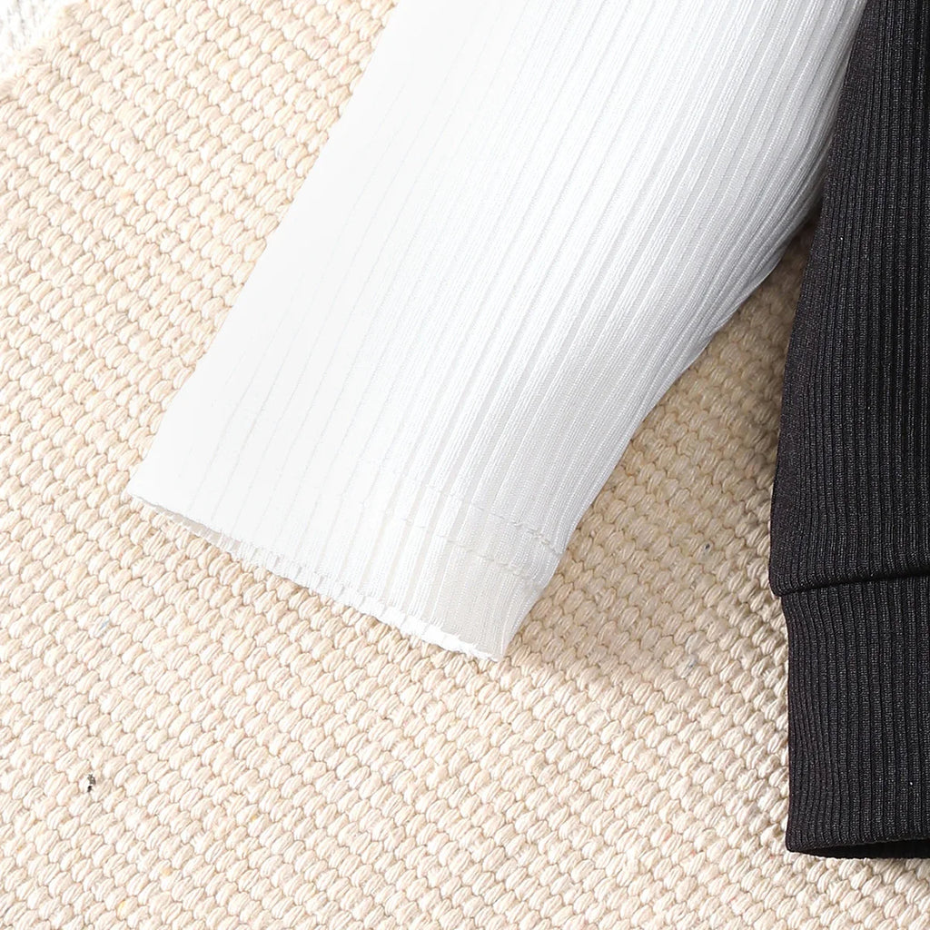 2Pcs Boy Baby Set Lapel Collar Color blocked Top and Pants Fashion Set for 0-3 Year Boy Baby Spring  Autumn Little Gentleman Set