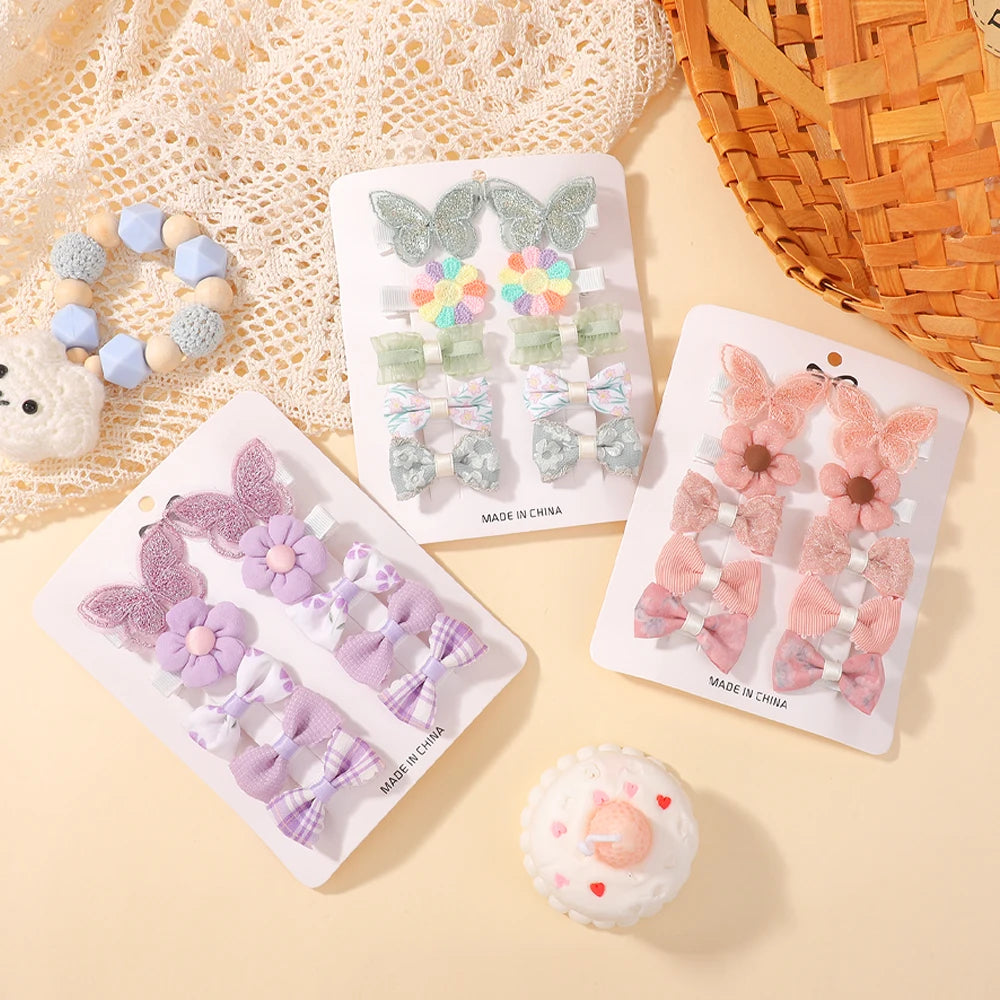 10Pcs/set Children's Flower Hair Clips Trendy Adorable Headwear Hair Decorations for Girls Cute Hairpins Hair Accessories
