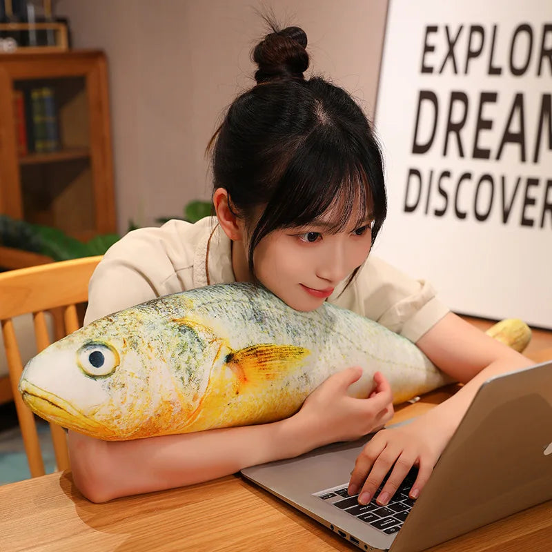 Artificial yellow croaker Plush Pillow Imitation Funny Fish Stuffed Pillow Emulational Home Sofa Plush Decoration Cushion