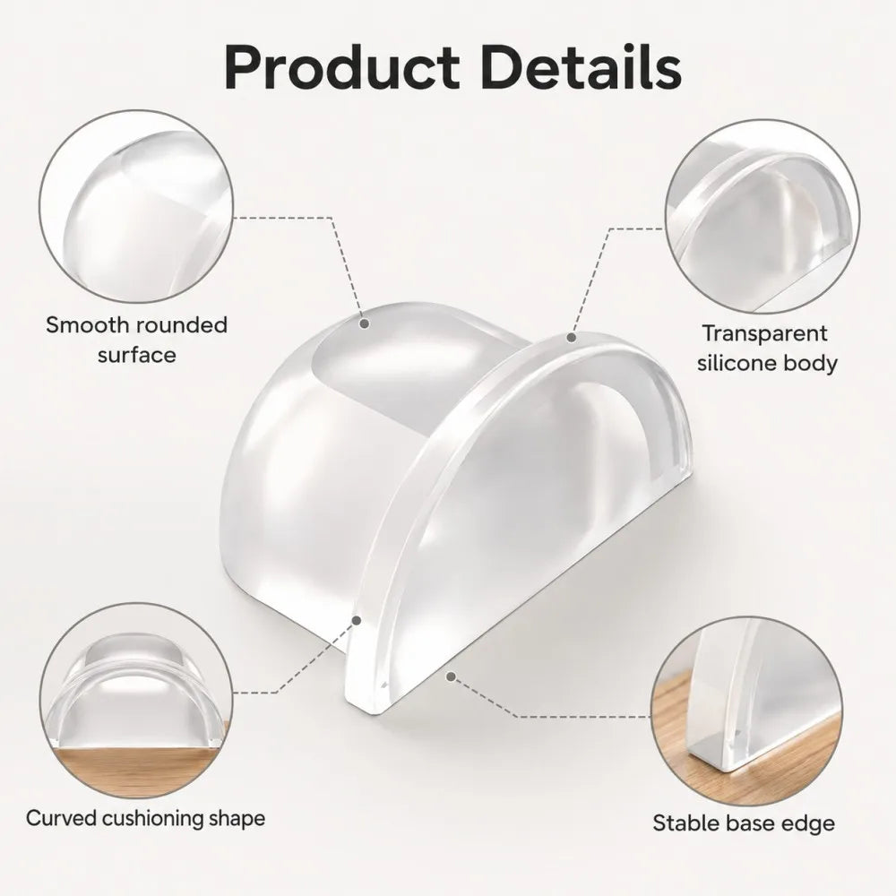 1-8pcs Transparent Silicone Door Stopper Self Adhesive Wall Protector Rubber Bumper Pad For Door Handle Cabinet Corner Furniture