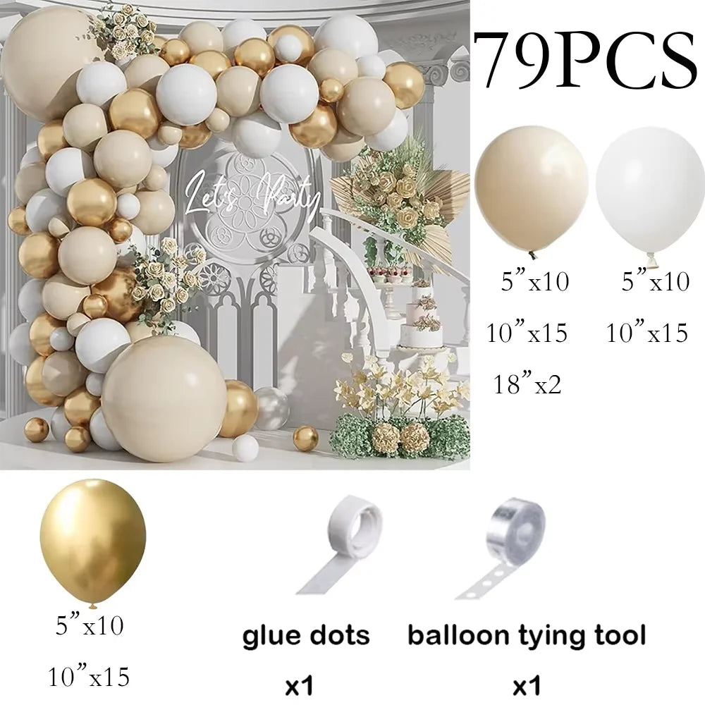 Balloon Arch Kit Nude White Sand With Gold Balloons For Birthday Party Baby Shower Wedding Graduation Decoration