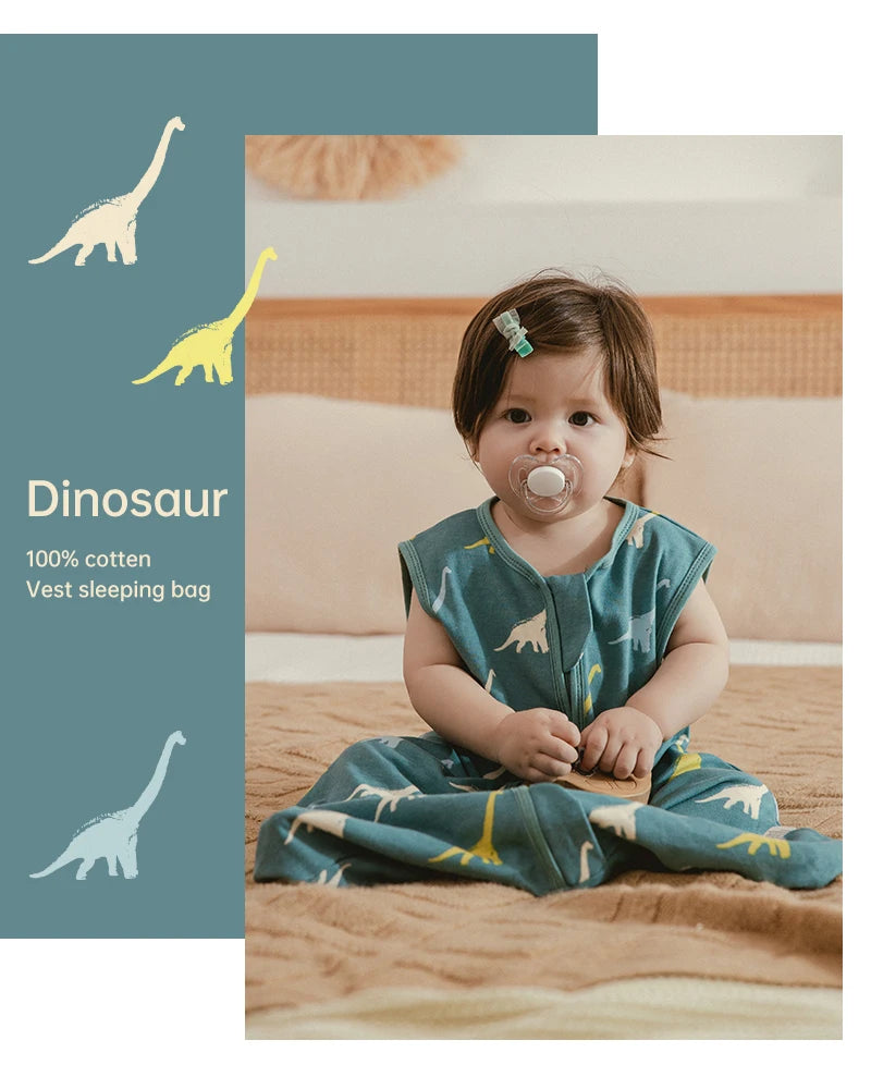 0-24 Months Baby Sleeping Bag Summer Thin Layer Sleep Sacks 0.5Tog One-Piece Sleepwear Beige Wheat Printed Anti-Kick Blanket