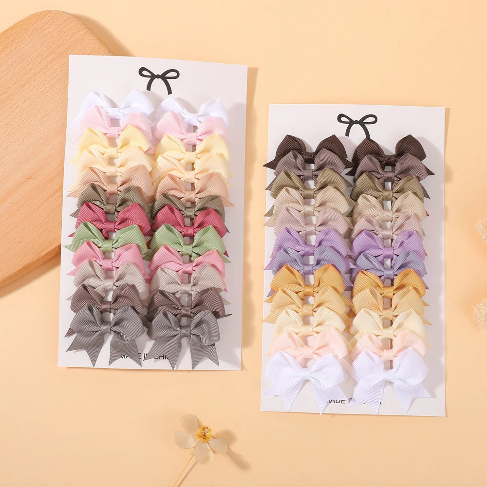 24Pcs 2-inch Hair Bows Clips for Girls Classic Ribbon Bowbot Pigtail Hairgrip Kids Hair Accessories Children's Headwear