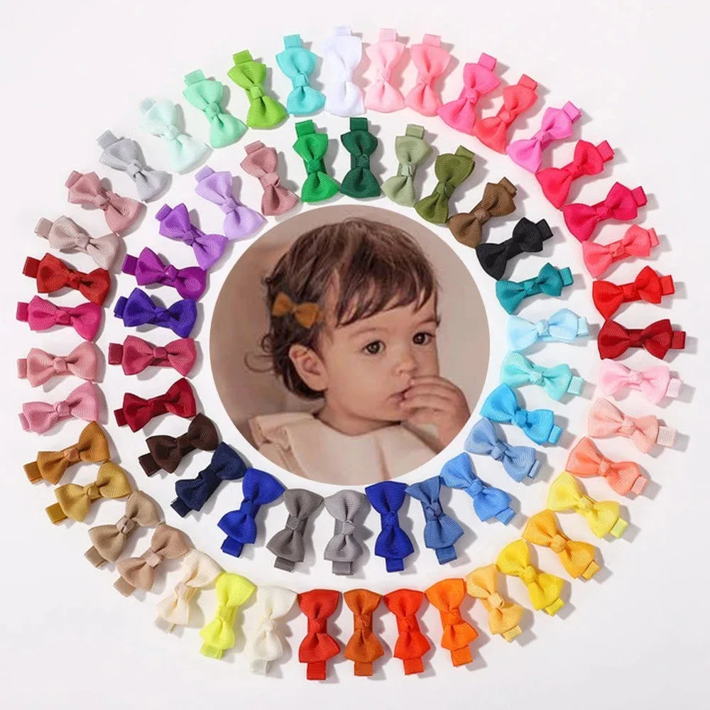 50Pcs 2inch Grosgrain Ribbon Hair Bows Clips for Girls Handmade Bowknot Hairpins Headwear Kids Baby Hair Accessories
