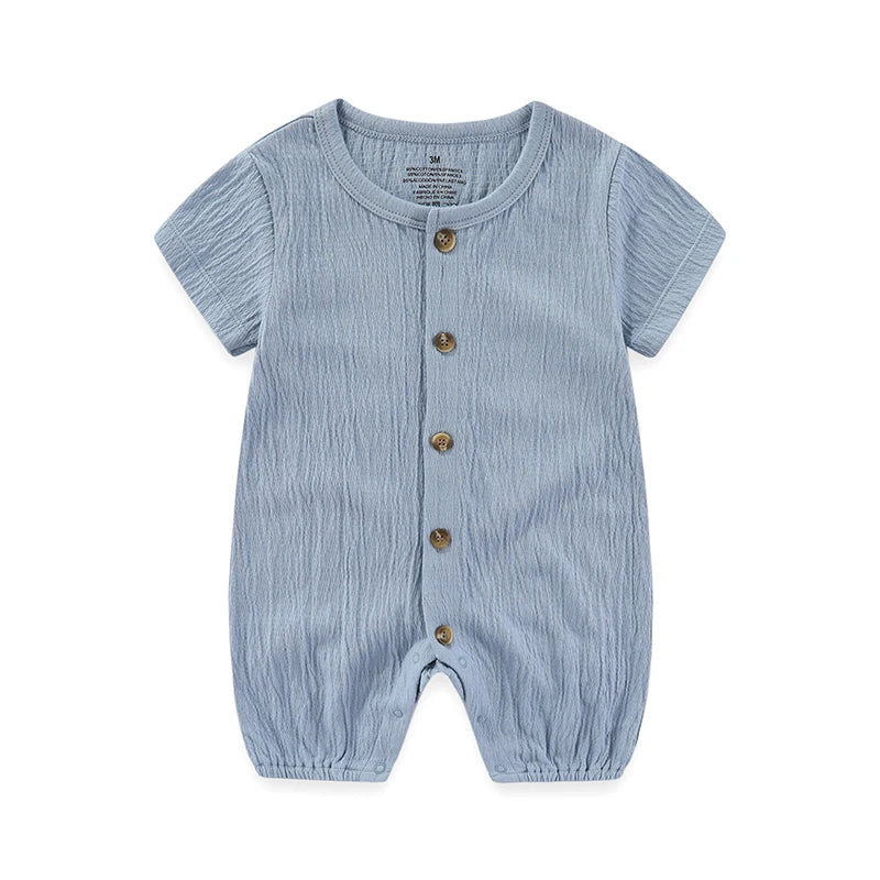 Kiddiezoom 1 PCS Fashion Four Seasons Unisex Solid Short Sleeve Baby Boy Girl Rompers 100%Cotton Soft infant Jumpsuit Clothes
