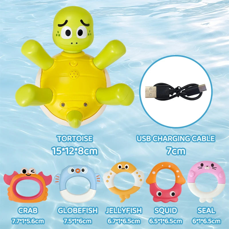 Electric Turtle Water Spray Turtle Toys Cute Swimming Turtle Bathroom Bath Toys Parent-Child Interactive For Kids Water Playing