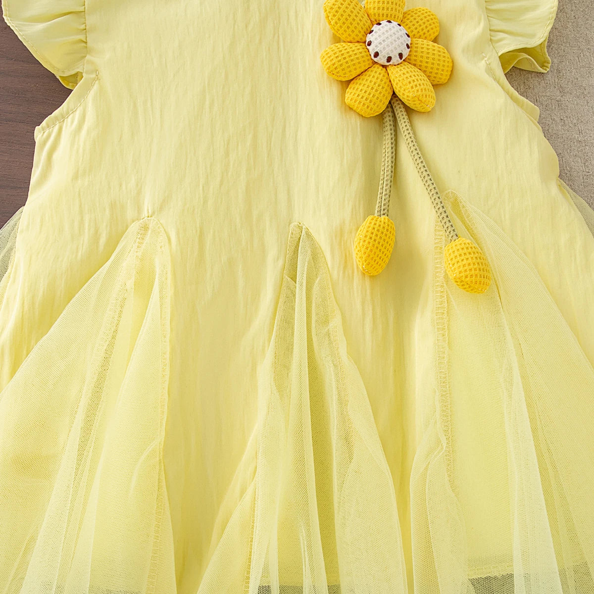 Summer New Baby Girl Yellow Dress Beautiful Flower Children'S Sleeveless Clothes (9 Months -4 Years Old)