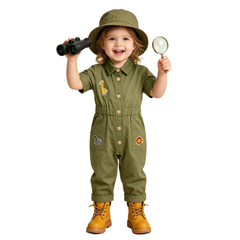 Toddler Baby Girls Zookeeper Suit Sleeveless Cute Animal Embroidery Tulle Dress Birthday Party Cake Smash Zoo Keeper Outfits