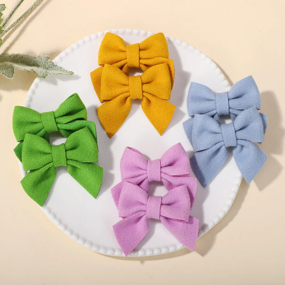 40Pcs random color cheer bow hairgripes for girls hair bangs lovely bowknot hairclip boutique kids headwear barrette