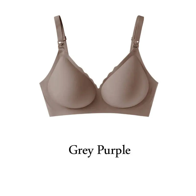New Front Open Nursing Bra Maternity Jelly Gel Laser Cutting Seamless Underwear Ultra Thin Breastfeeding Bra For Pregnant Women