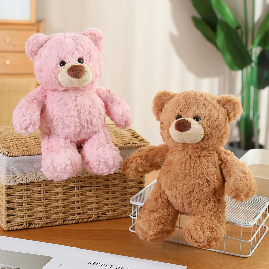 Hot High Quality Lovely Curly Teddy Bear Doll Brown Plush Soothing Toy Stuffed Toys Room Decoration Birthday Gift For Kids Girls
