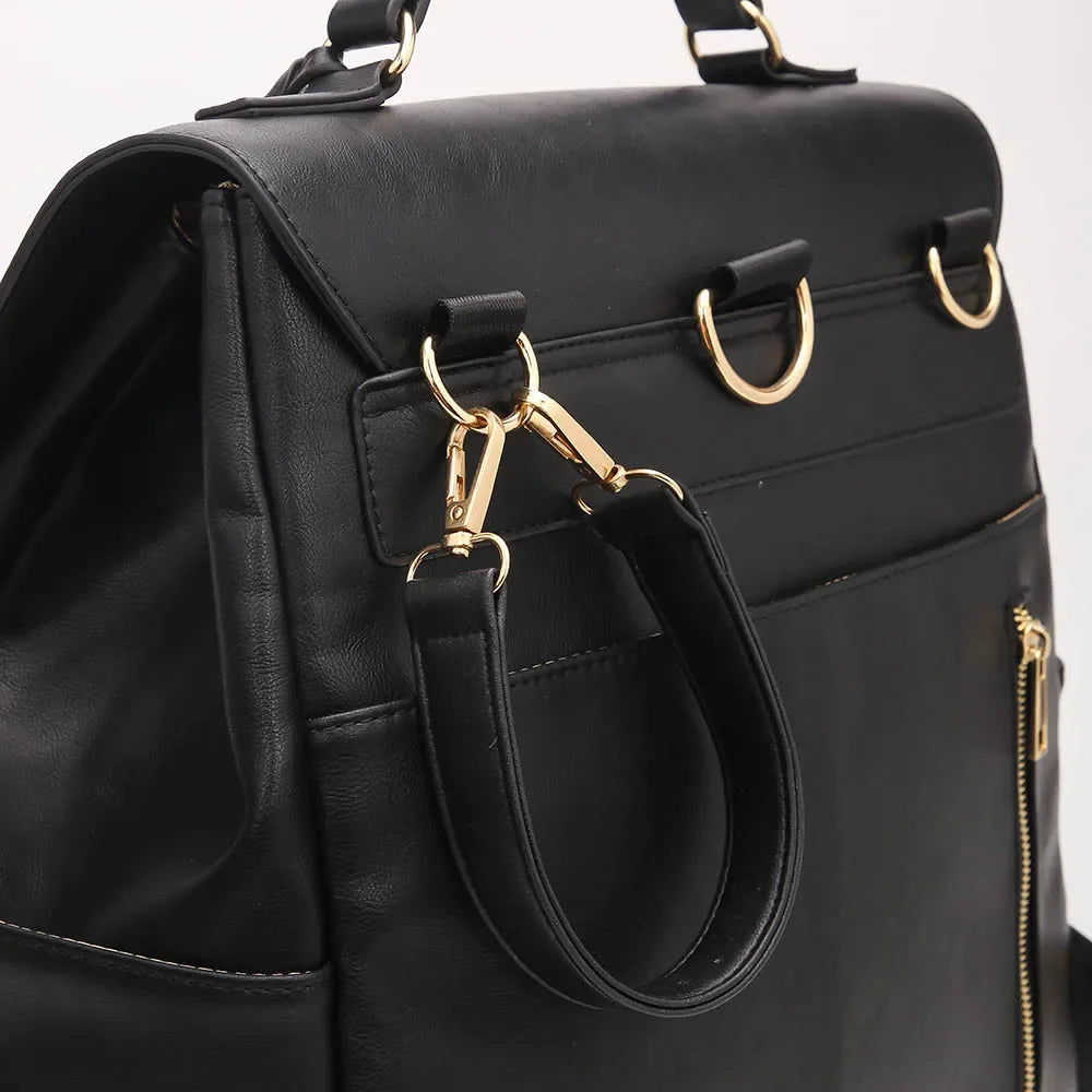 Waterproof Diaper Bag for Mommy Maternal PU Leather Nappy Backpack Baby Infant Organizer Changing Nursing Mom Pram Bag to Care