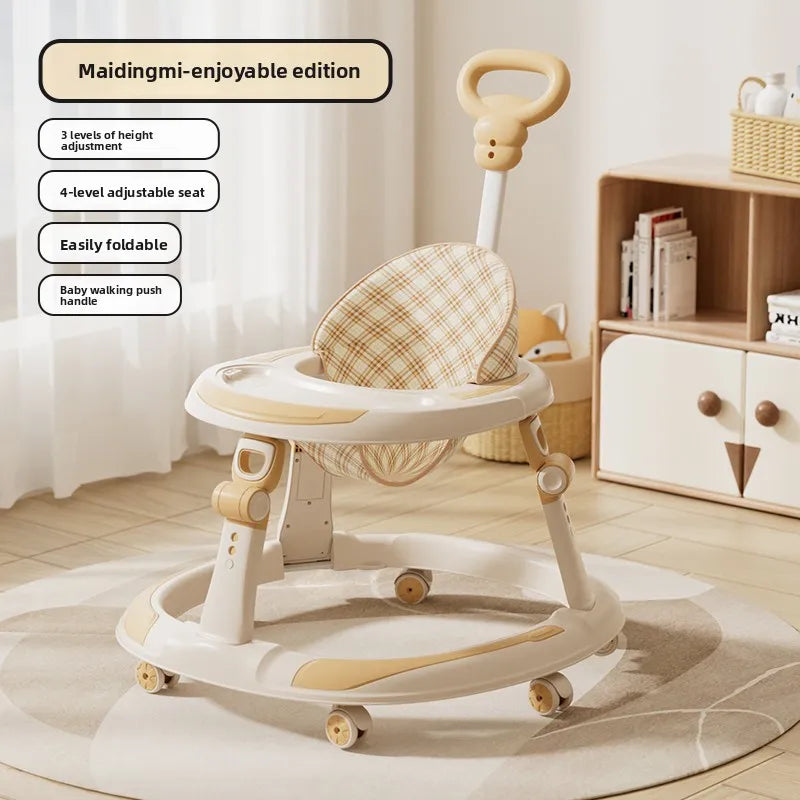Baby Walker Foldable Multifunctional Toddler Learning Car Anti O Leg Design Adjustable Music Tray Safety Wheels W1