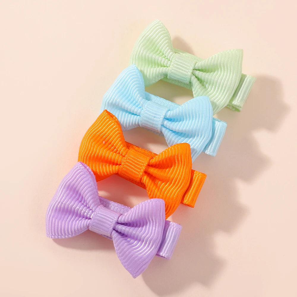 10pcs/set Cute Mini Hair Baby Bow Clips for Girls Lovely  Ribbon Handmade Bowbots Hairpins Headwear Kid Hair Accessories