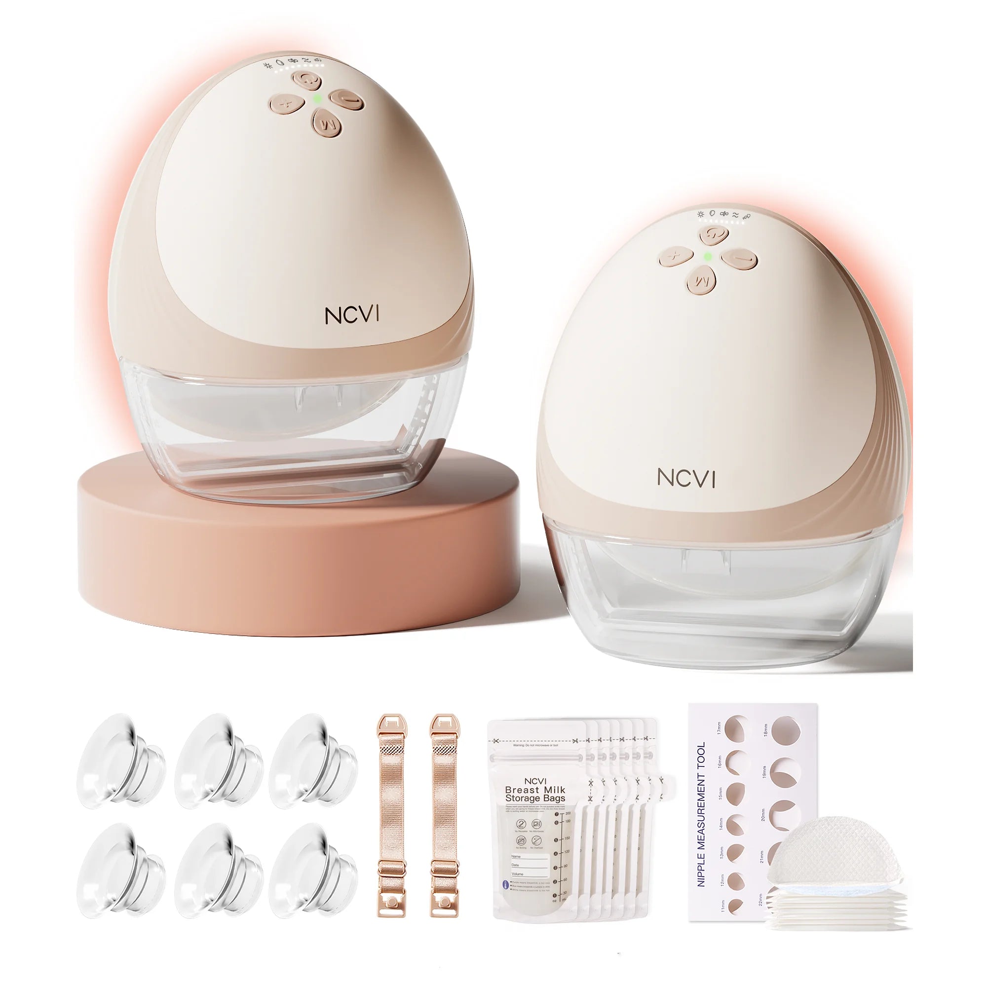 NCVI Heated Electric Breast Pump,360° Warm Wearable Hands Fre, 4 Modes 9 Levels,Leakproof Ultra Quiet Slim, 2000mAh Long Battery