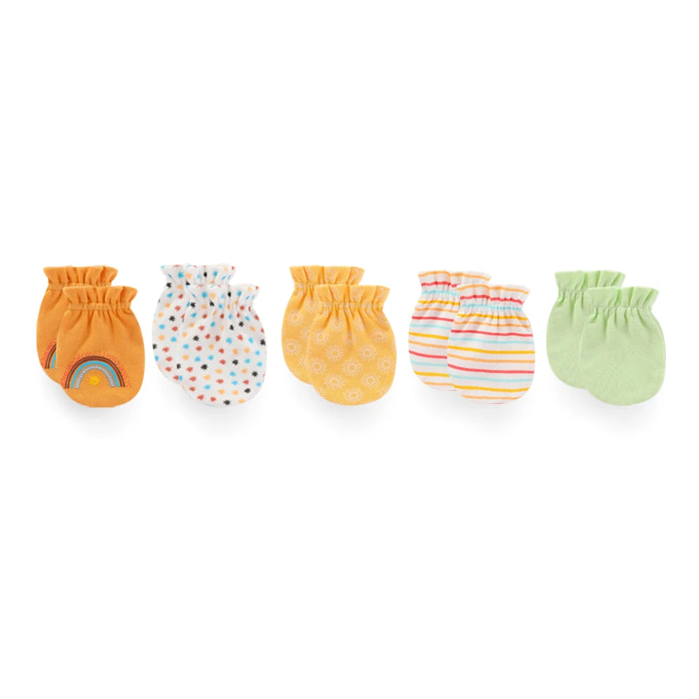Kiddiezoom Newborn Gloves 0-6M 4/5 Pairs 100 Percent Cotton Breathable Baby Mittens For Newborns