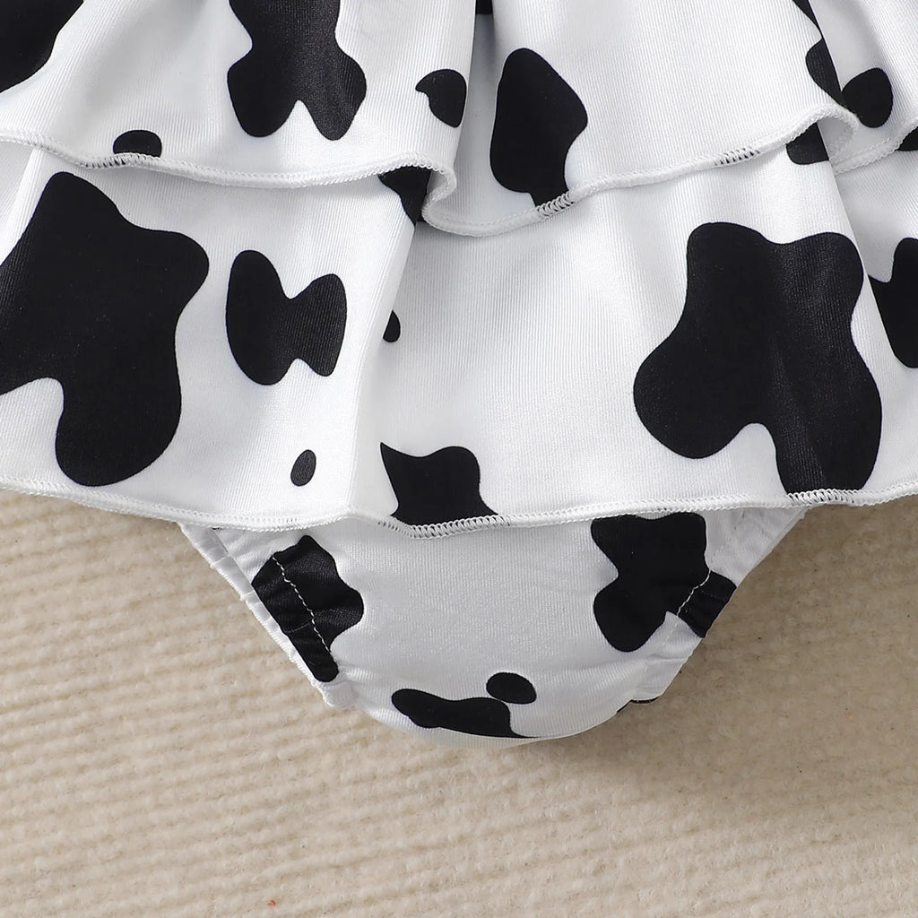 0-18 Months Newborn Baby girl 3Pcs/Set Cartoon Cute Little Cow Short sleeved+Skirt+Headband Set Baby girl Summer clothing