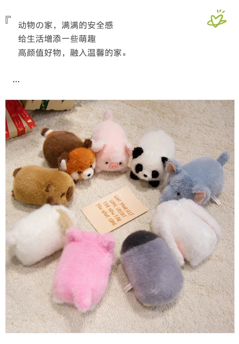 Cute Stuffed Plush Toys Lying Red Panda Fox Sloth Cat Soft Baby Plushie Gifts - Animal Themed Dolls for Children