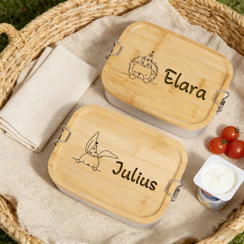 1pc Custom Stainless Steel Lunch Box with Bamboo Lid, 3 Compartments Eco-Friendly Reusable Food Container for Picnics And Work