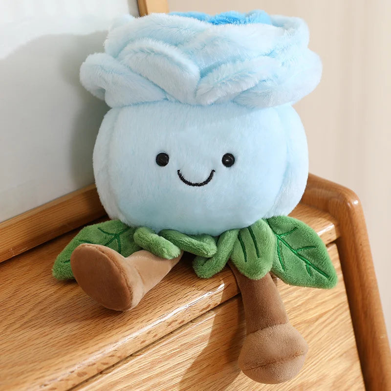 Hot 22cm Cartoon With Legs Rose Flower Plush Doll Pink Blue White Rose Plant Potted Plush Toy Home Decoration Gift For Children
