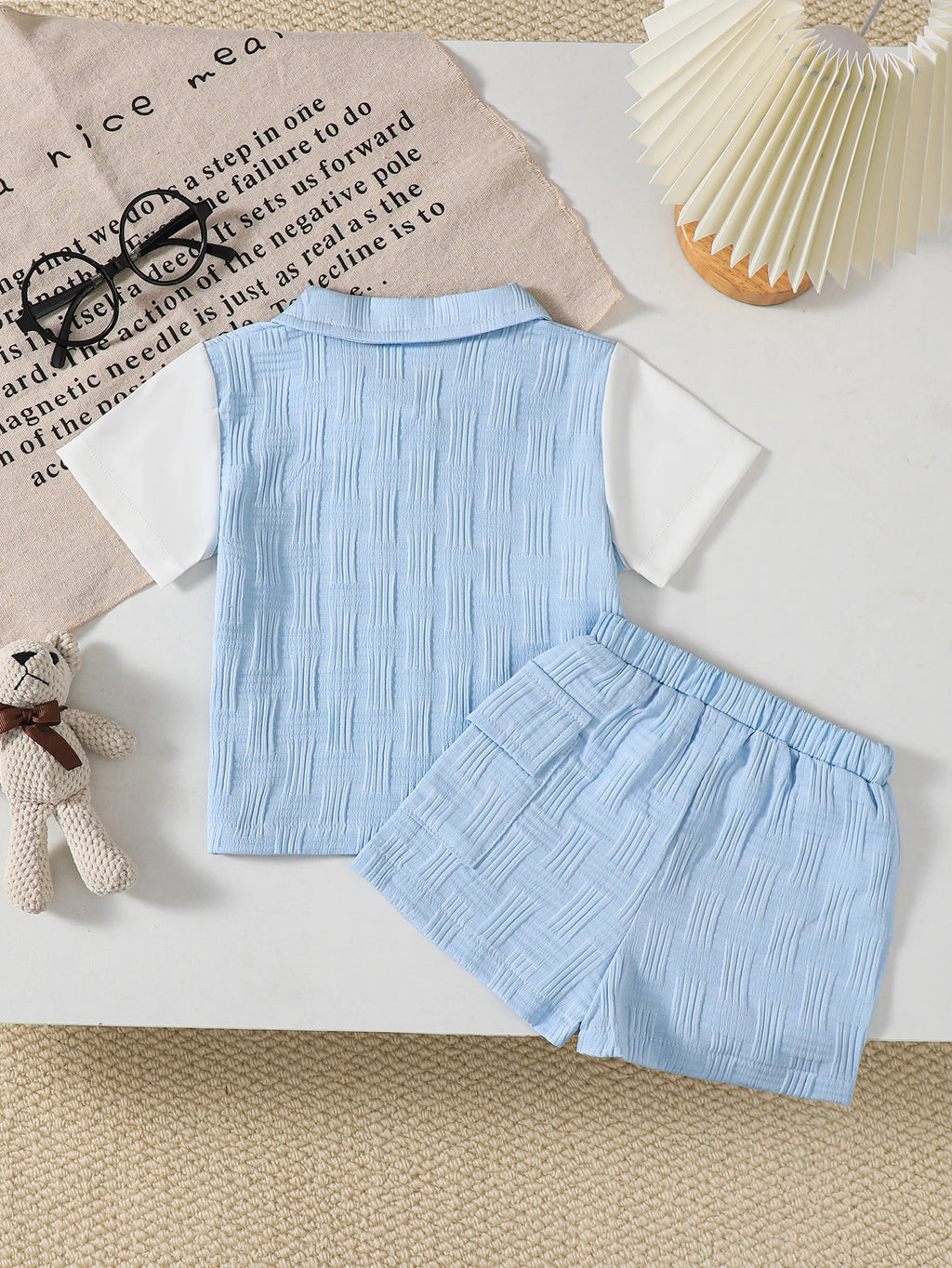 Summer Baby boy Set lapel Blue Striped Top and Shorts 2-piece Set for  Handsome 0-3 Year old Baby boy Casual Set Baby Clothing