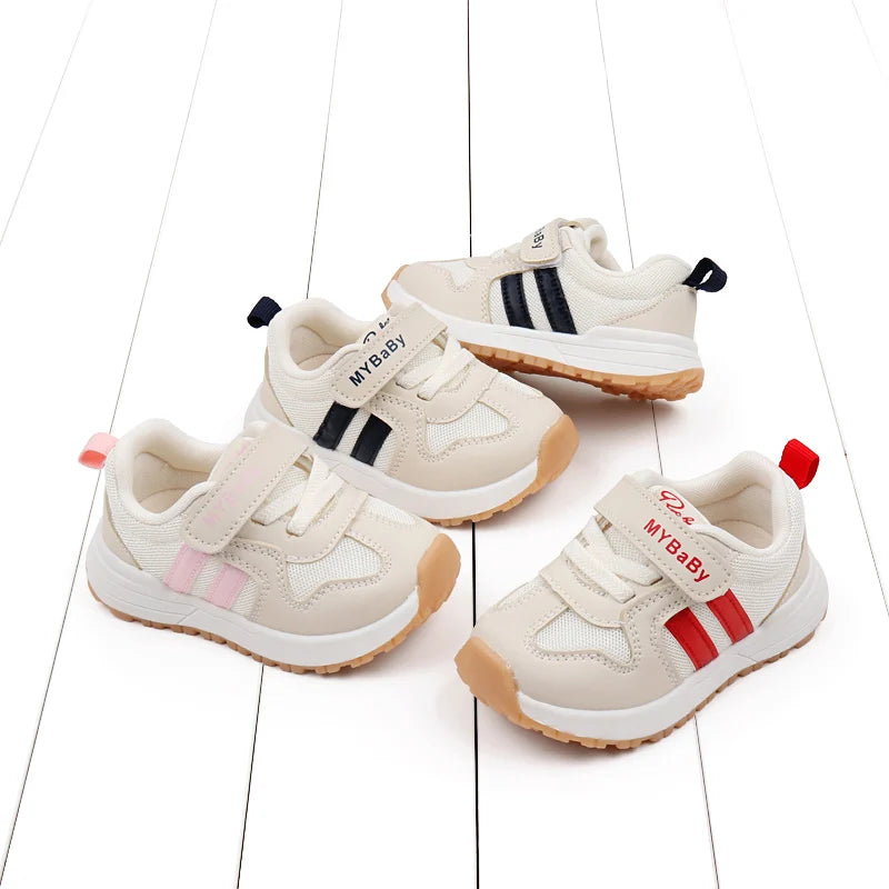Spring and Autumn Children Sneakers Three Colors Rubber Soled Non-slip Fashion Design Baby Girls and Boys Prewalker Shoes BM07