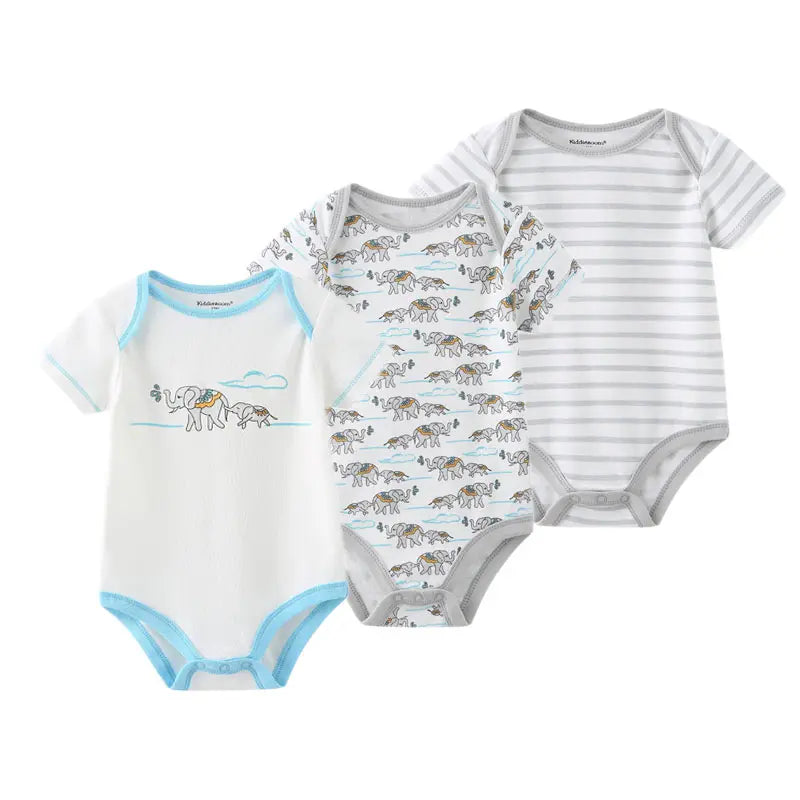 Kiddiezoom 3 Pcs /Lot Summer Cartoon Newborn Unisex Baby Boy Girl Bodysuits Soft Baby Onesies 100%cotton Baby Clothes