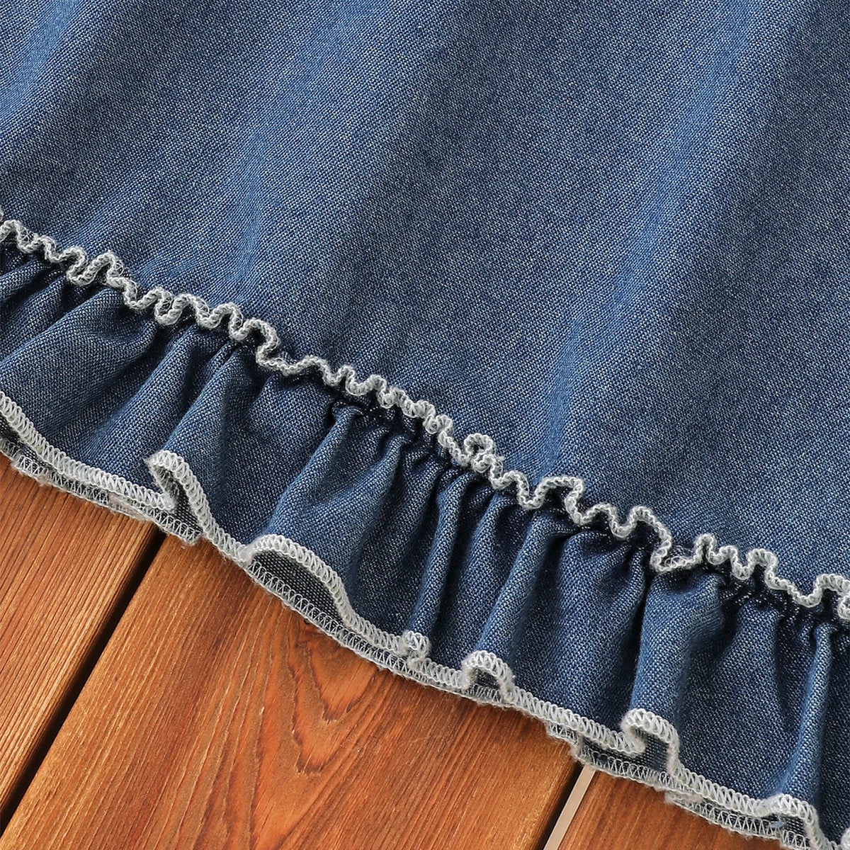 Toddler Baby Girl Sleeveless Denim Dress Lace Ruffle Trim Button Front Summer Kids Casual Jean A-line Dress