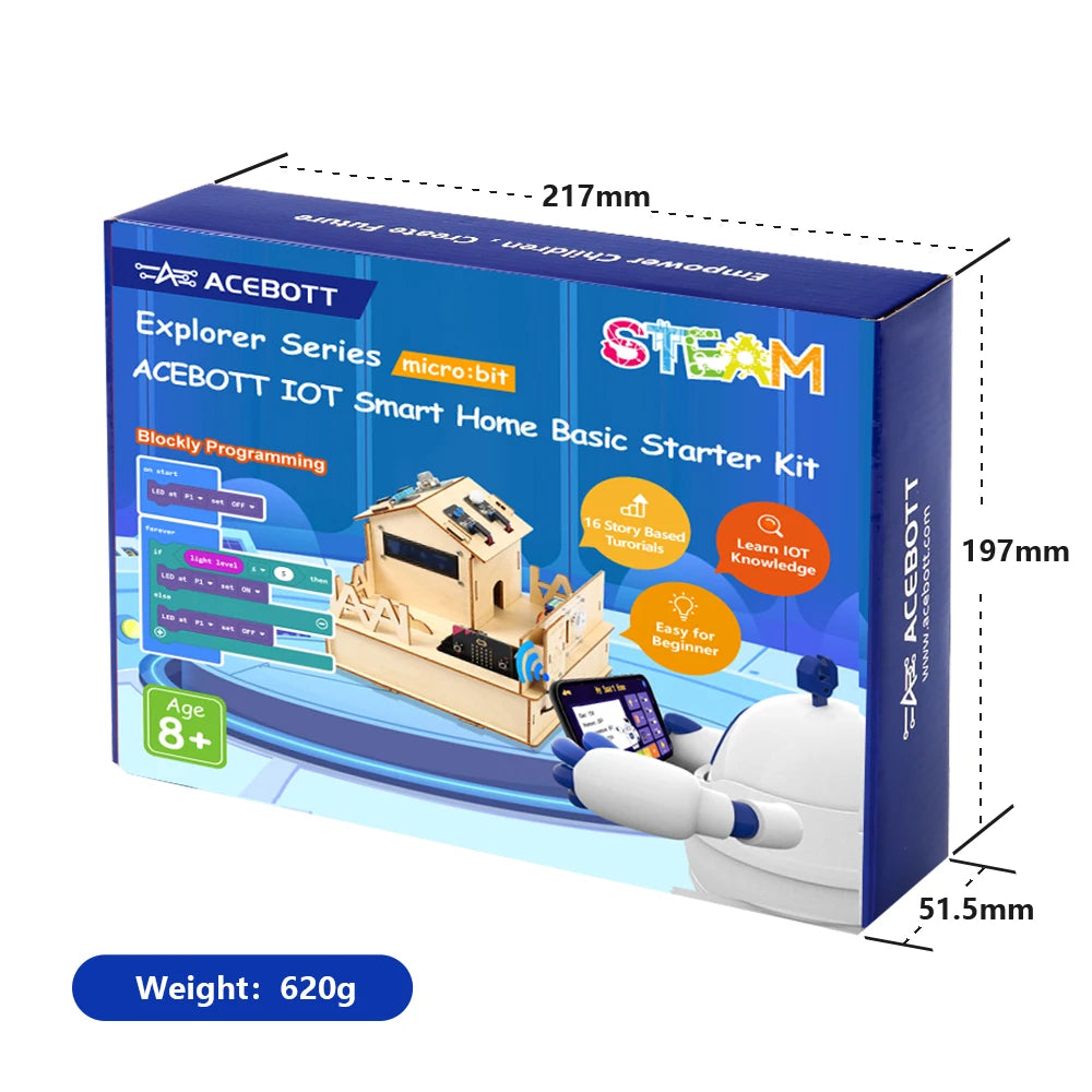 ACEBOTT Learning Kit Microbit Smart Home Automation Projects STEM Education Wooden House makecode