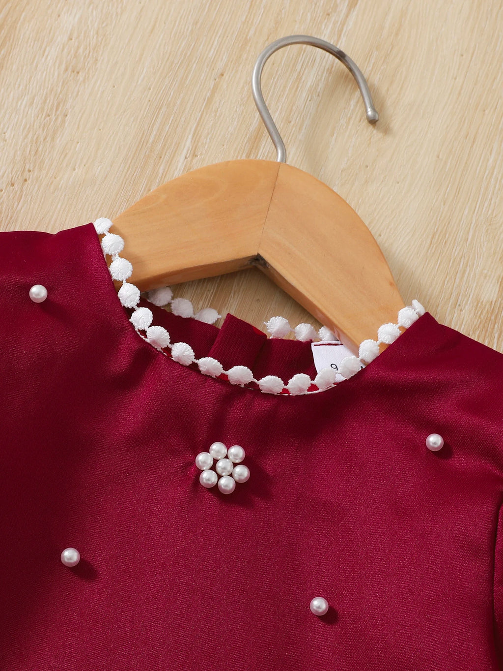 Baby girl Birthday Dress Bubble Sleeves and Pearl Decal wine Red Dress suitable for 0-3 Year old Daby girls Party Princess Dress