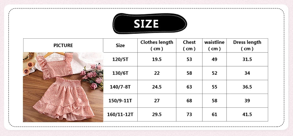 Girls' Clothing Set 5-12T Tri-Color Optional Flying Sleeve Square Collar Vest Top + Lace Skirts  Children Girls Baby Clothes Set