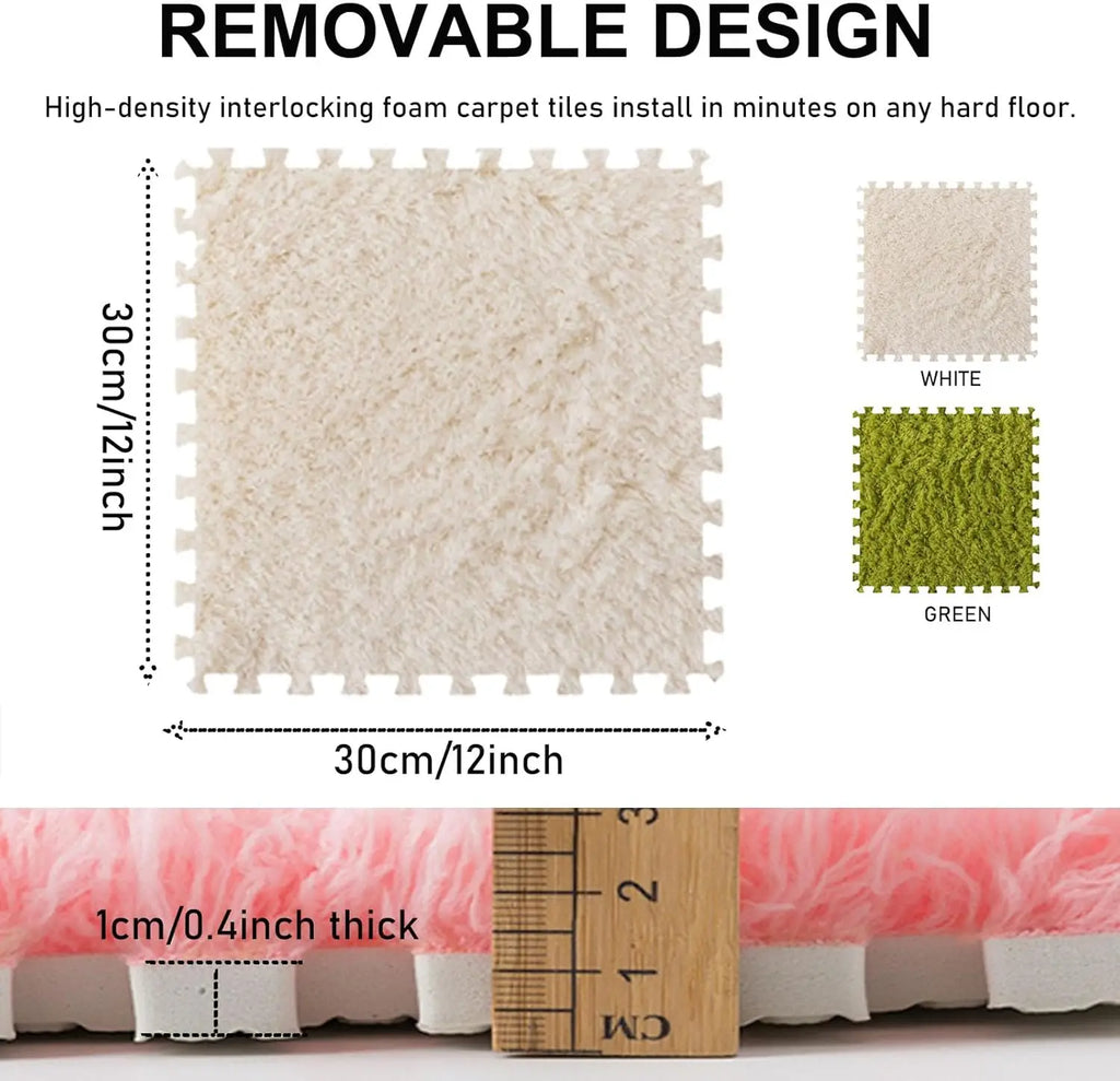 Thick Cake Velvet Plush Puzzle Mats DIY Bedroom Floor Tiles Sound-Absorbing Soft Carpet for Bedside Full Room Coverage