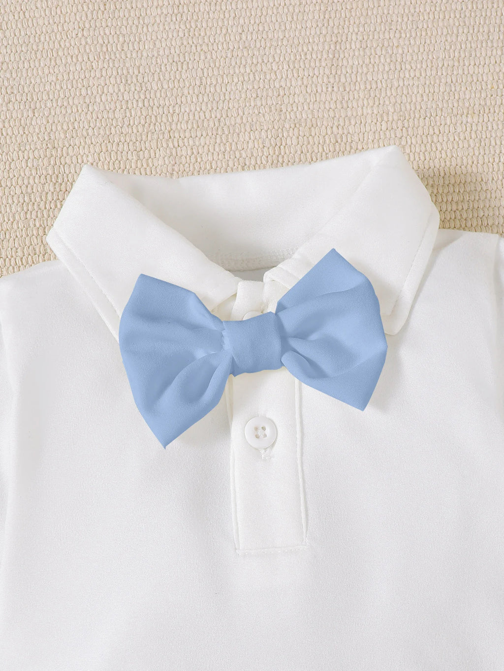 Newborn Baby Boy Spring Autumn Set lapel Bow jumpsuit+Blue Pants Two piece Set for 0-18 Months Baby Boy, Little Gentleman Set