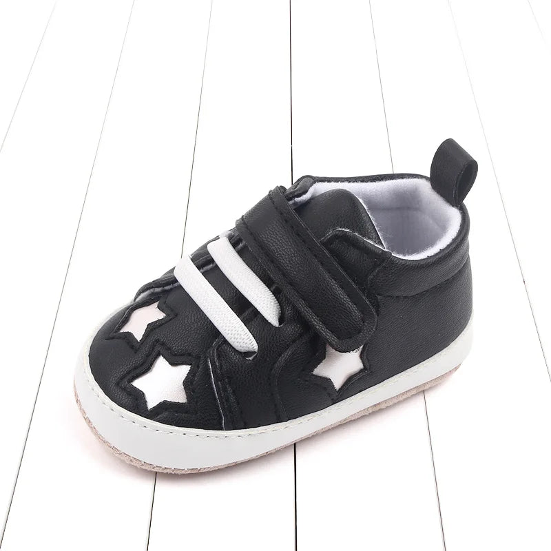 Shiny Stars Baby Prewalking Shoes Anti Slip Soft PU Non Slip 0 to 18 Months BC2275 First Steps