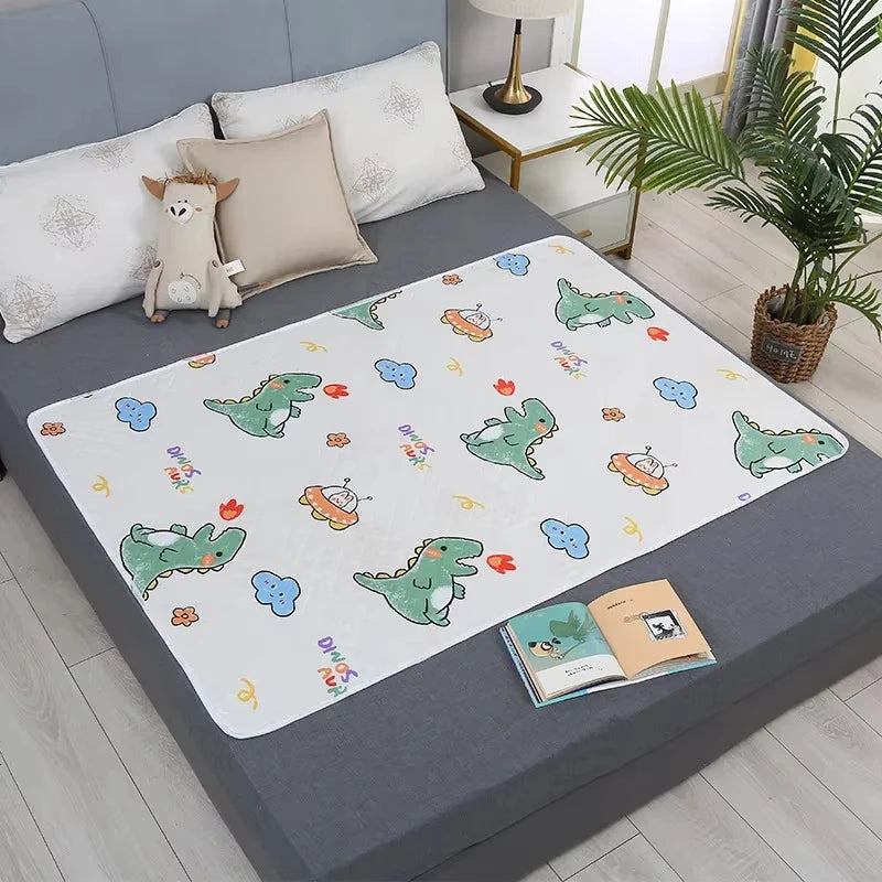 50x70cm Cartoon Dinosaur Diapering Mat Waterproof Washable Baby Changing Pad Night and Menstrual Protection Baby Changing Mat