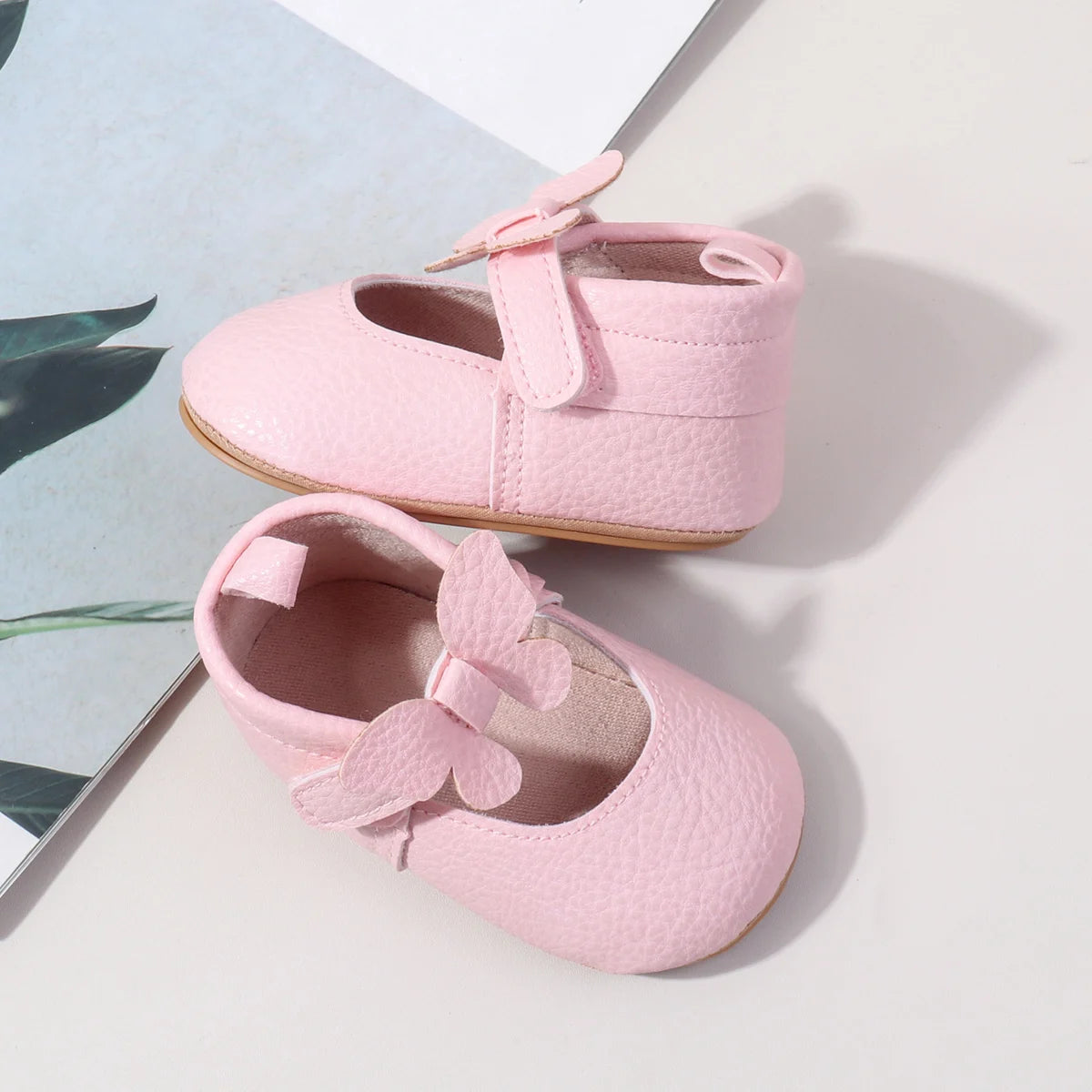 New Spring And Summer Baby Shoes Indoor Learning Shoes Butterfly Velcro Princess Shoes Anti-slip Baby Shoes