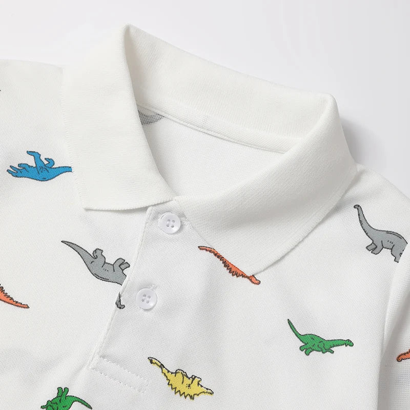 1/3 Pack Children's Summer Dinosaur Printed Multicolor POLO Shirt Boys Casual Fashion Prince T-shirt Joker Comfortable Lapel T