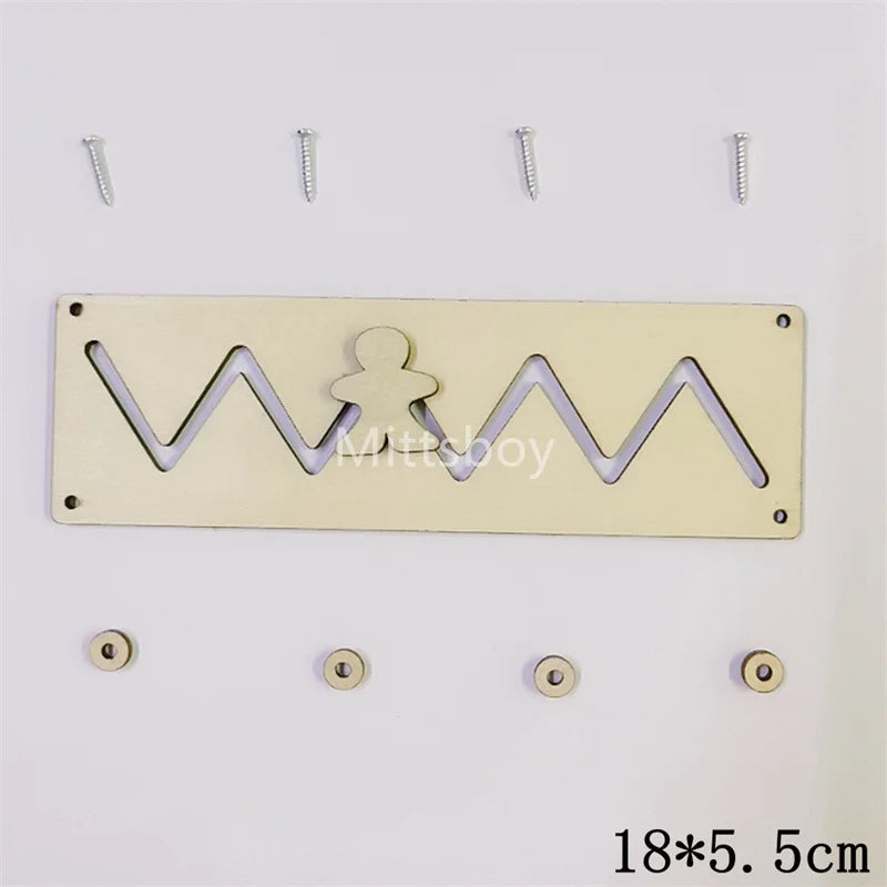 DIY Busy Board Montessori Educational Toys Animal Slide Zipper Numeric Letter Cloud Wood Chip Graphic Pairing Wooden Parts Gifts