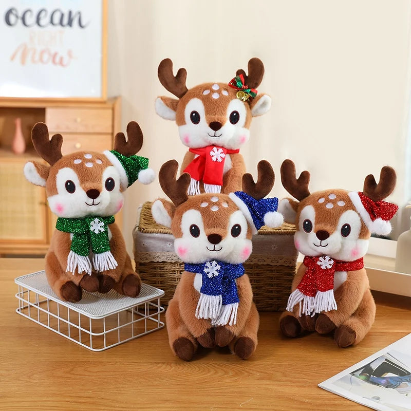 Latest Christmas Scarf, Deer Doll Pillow, Kawaii Stuffed Plush Toy Doll, Cartoon Anime, Cute Children's Birthday Gift, Fun Doll