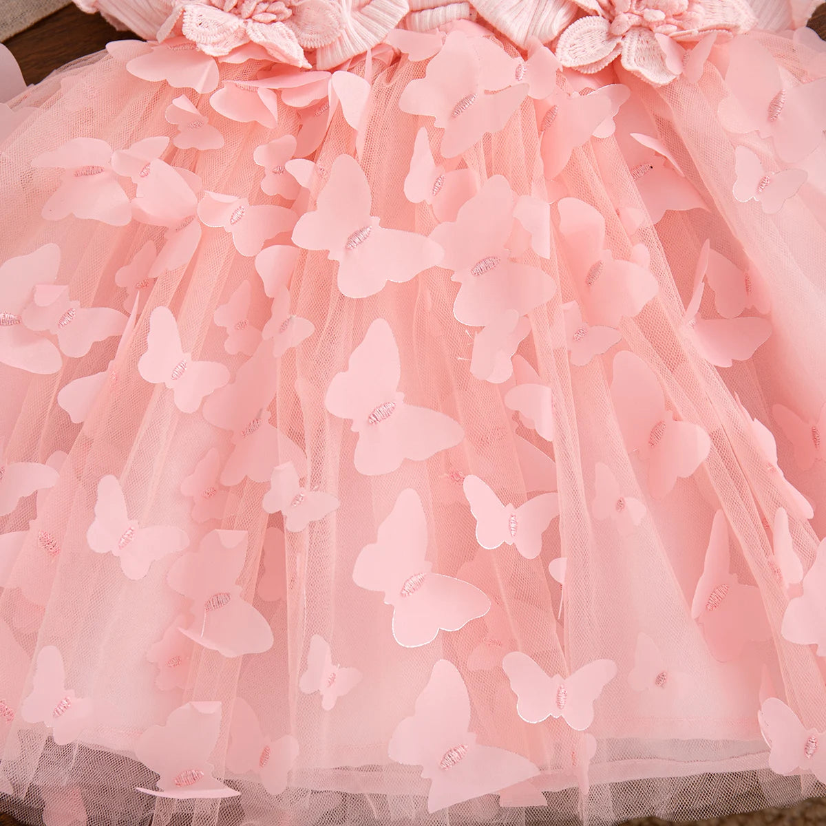 Summer Fashion Solid Color Toddler Princess Fairy Dress Korean Style Sweet Pink Bow Birthday Party Baby Girl Butterfly Dress