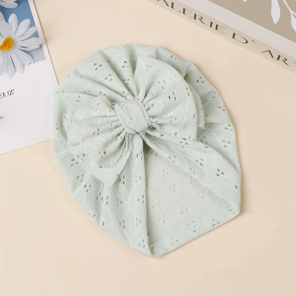 Double Layer Soft Knit Newborn Beanie Big Bow Hollow No Brim Infant Girls Pullover Hat Baby Photo Props Head Cap