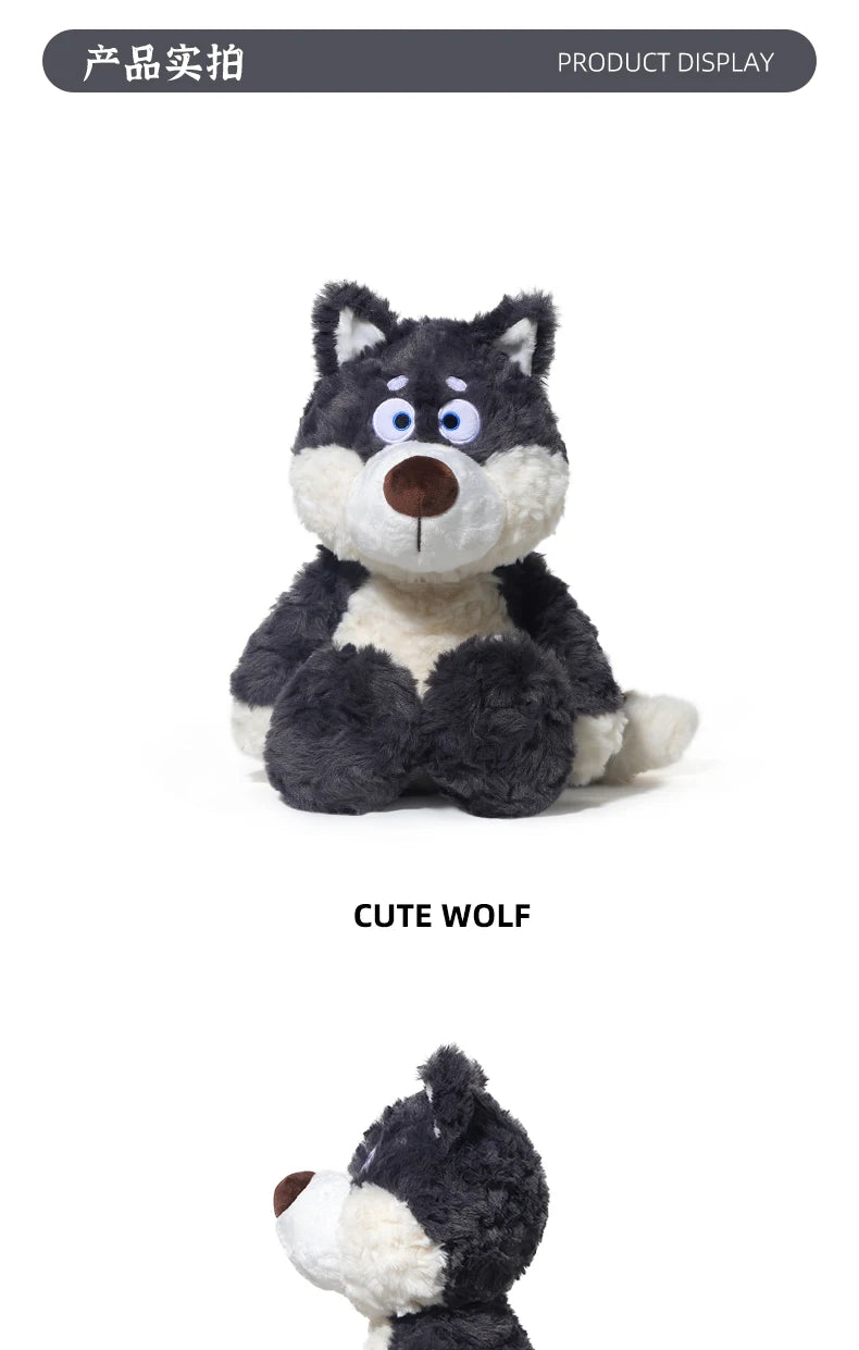 Nice Cuddly Cartoon Plush Toys Gray Wolf High Quality Fluffy Sitting Pose Doll Warm Cozy Children Companion Xmas Gift Home Decor