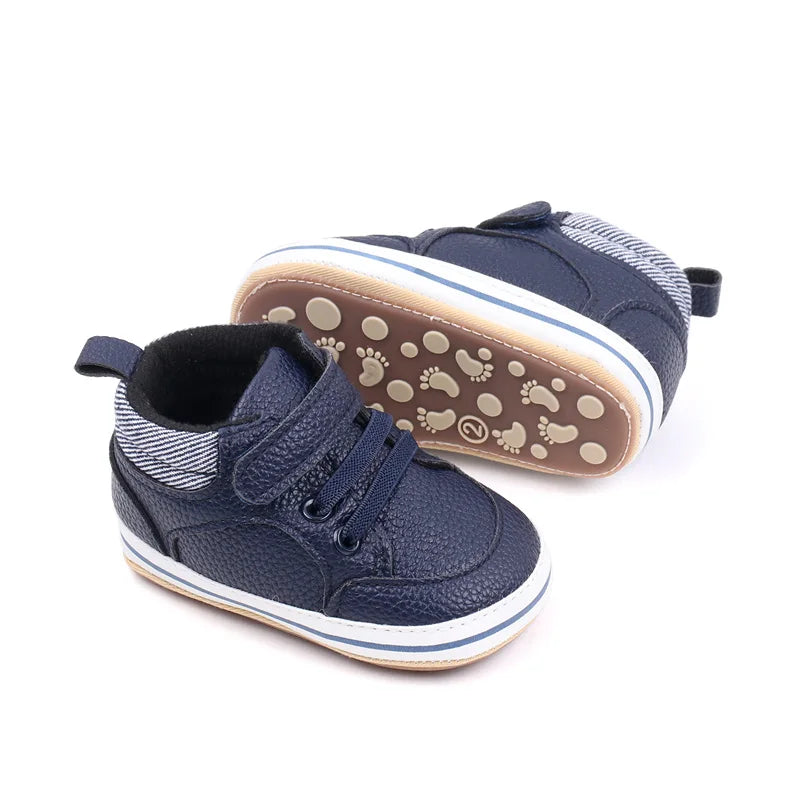2025 Baby Sneaker Spring and Autumn Style High Quality PU and TPR Sole Newborn Toddler Prewalk Shoes Outdoor Water Proof BNB3093