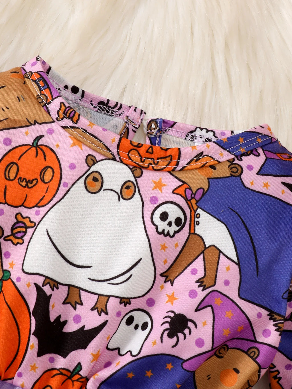 0-3 Year Girl Halloween Dress Round neck Cartoon Halloween Element  Tulle Long sleeved Dress Girl Halloween Party  Dress
