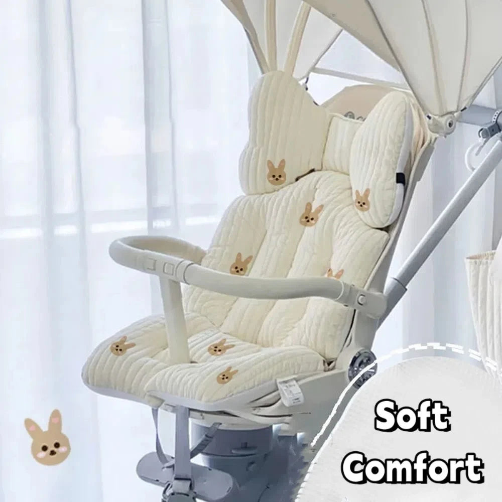 Universal Comfort Stroller Seat Cushion 66x35cm With Bear Embroidery Soft Baby Pram Pad